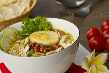 soto ayam, Indonesian chicken Soupの写真素材
