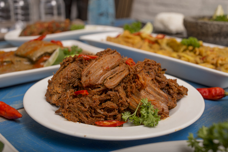 Indonesian lunch menu set Padang Cuisineの写真素材
