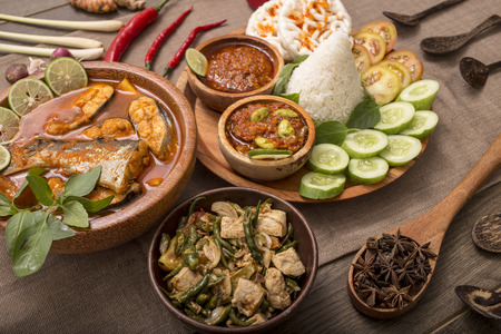 lunch menu fresh water fish Indonesian foodの写真素材