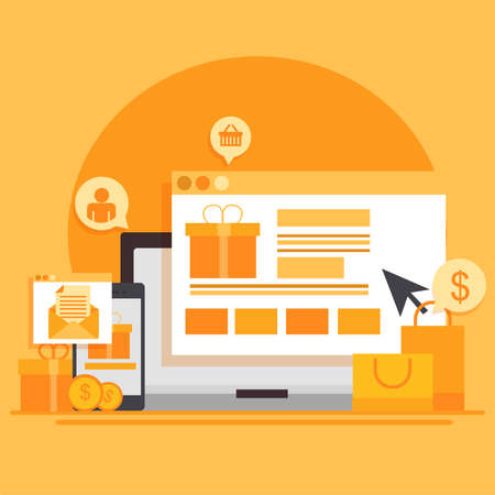 marketing concept computer screen with cursor, Vector illustration.のイラスト素材