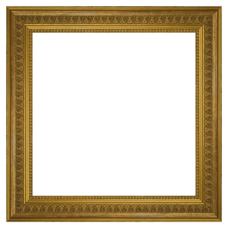 Wooden vintage picture frame isolated on white backgroundの写真素材
