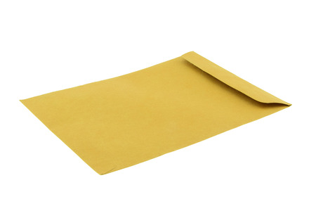 Brown envelope Isolated on white backgroundの写真素材