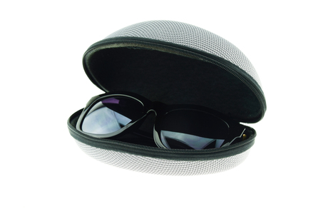 sunglasses and case isolated on a white backgroundの写真素材