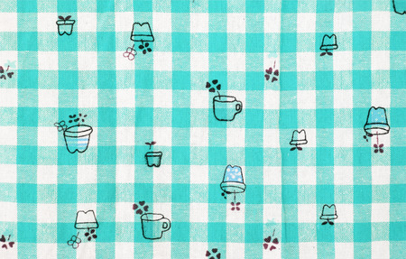 Green and white tablecloth  and Sight linesの写真素材