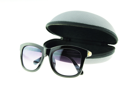 sunglasses and case isolated on a white backgroundの写真素材