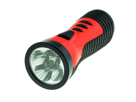 electric pocket flashlight isolated on white backgroundの写真素材