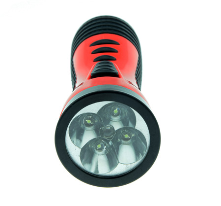 electric pocket flashlight isolated on white backgroundの写真素材