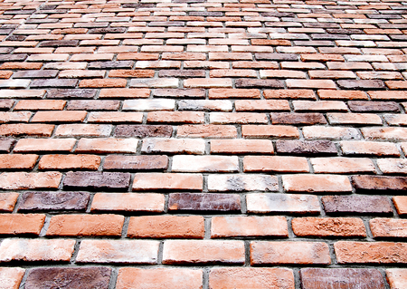 Bottom view brick wall texture and background.