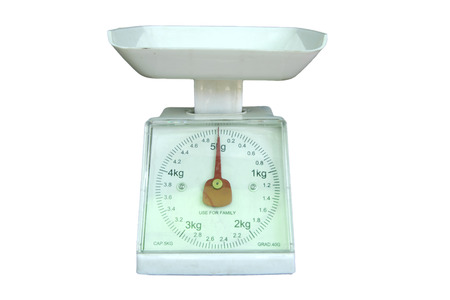 weight measurement balance isolated white background.の写真素材