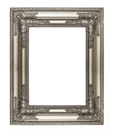 Silver frame isolated on white backgroundの写真素材