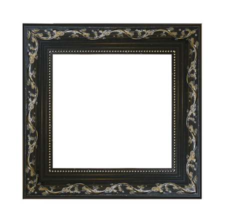 The antique black wood frame on the white background.の写真素材