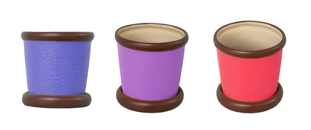 Flower pots isolated on whiteの写真素材