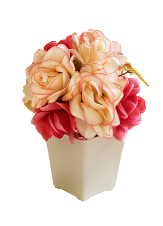 Rose flower,plastic flowers isolated on white backgroundの写真素材