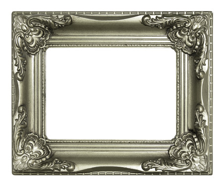 Silver picture frame isolated on white background.の写真素材