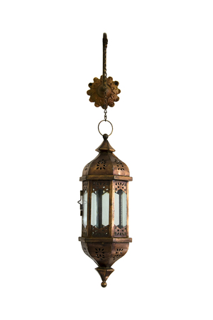 Beautiful Moroccan lantern isolated on white backgroundの写真素材