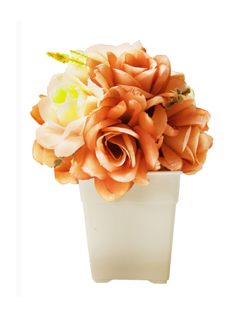 Rose flower,plastic flowers isolated on white backgroundの写真素材
