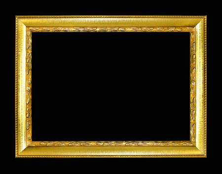 Gold picture frame isolated on white backgroundの写真素材