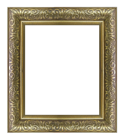 vintage picture and photo frame isolated on white backgroundの写真素材