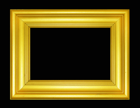 Gold picture frame isolated on white backgroundの写真素材