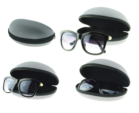 sunglasses and case isolated on a white backgroundの写真素材