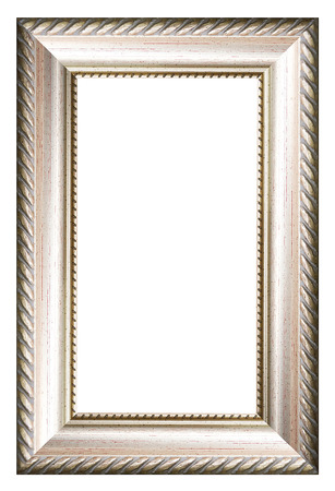 silver vintage picture and photo frame isolated on white backgroundの写真素材