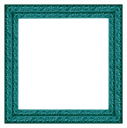 wooden vintage picture and photo frame isolated on white backgroundの写真素材