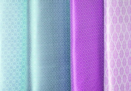 shade tone colors ornaments patterns of thai silk textilesの写真素材