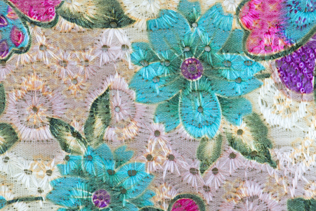 embroidered fabric patternの写真素材