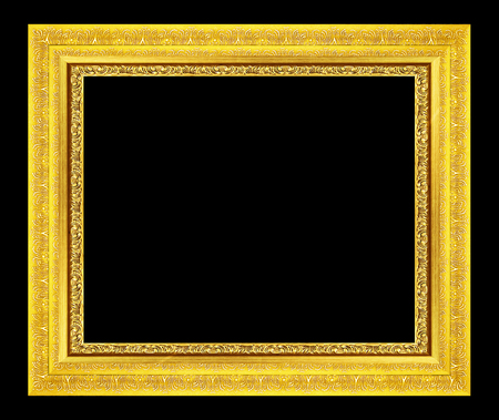 Gold picture frame isolated on white backgroundの写真素材