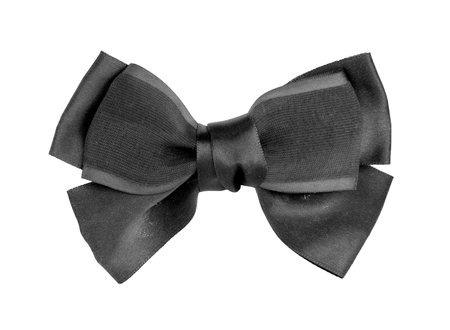 black of ribbon bow on an isolated white backgroundの写真素材