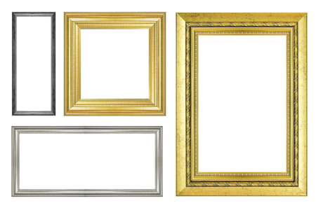 collection of vintage picture frame, isolated on whiteの写真素材