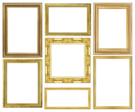 collection of vintage Gold wood sculpture picture frameの写真素材