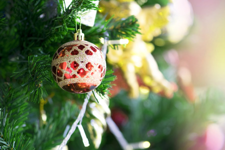 Decoration Christmas tree and bokeh ligh.の写真素材