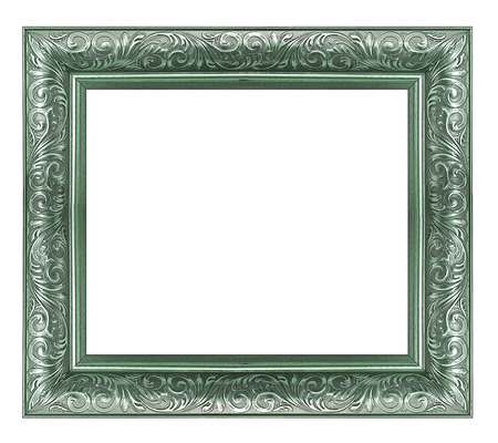 vintage picture and photo frame isolated on white backgroundの写真素材