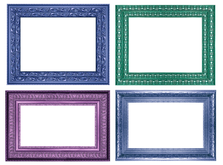 collection of vintage picture frame, isolated on whiteの写真素材