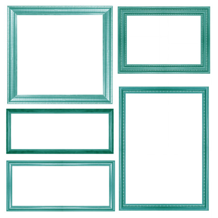set of blue picture frame isolated on white backgroundの写真素材