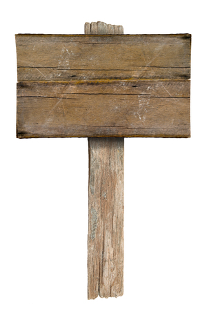 Wooden sign isolated on white.の写真素材