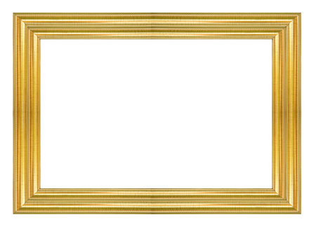 Gold picture frame isolated white backgroundの写真素材