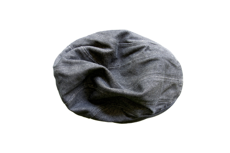top view crumpled hat isolated on a white.の写真素材