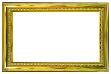 Gold vintage picture and photo frame isolated.の写真素材