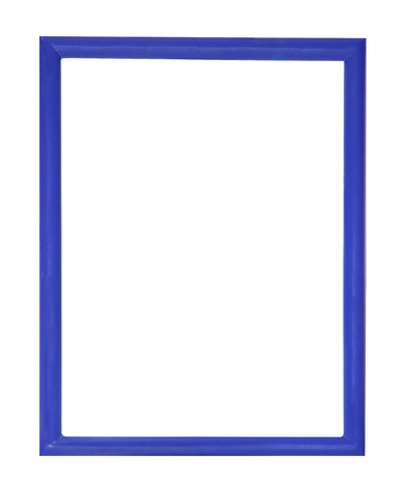 Blue picture and photo frame isolated on white backgroundの写真素材