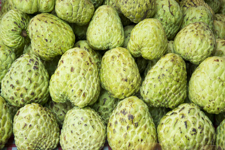 Custard apple for sale at a marketの写真素材