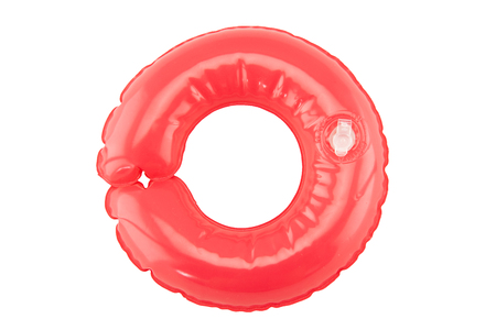 Red life ring isolated on white.の写真素材