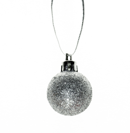 christmas decorations, silver ball of christmas on a over white backgroundの写真素材
