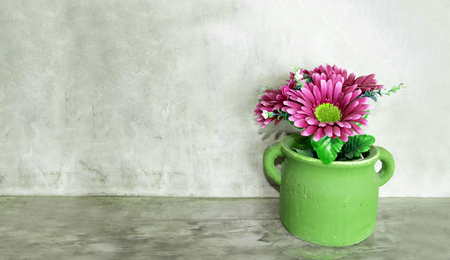 purple flowers In pot on cement Background
の写真素材