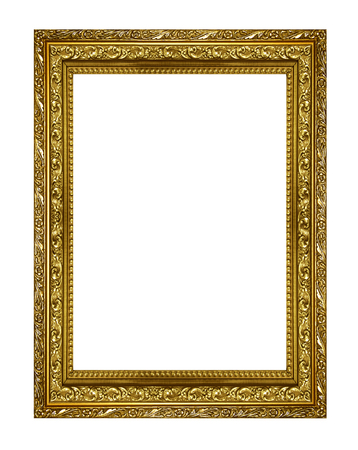 gold picture frame. Isolated on white backgroundの写真素材