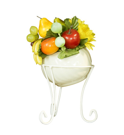 fruit in pot decorate home on white background.の写真素材