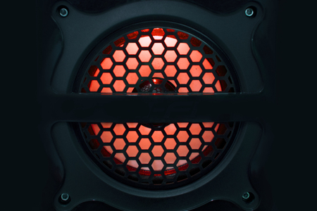 Sound speakers dynamics and Red light for music Background.の写真素材