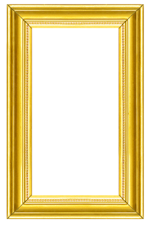 gold picture frame isolated.の写真素材