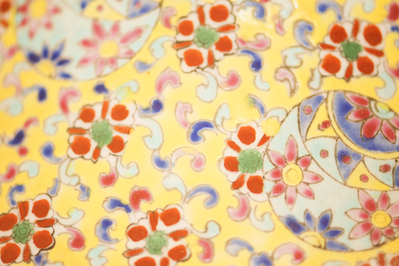 flowers pattern style painting on the ceramic bowlの写真素材